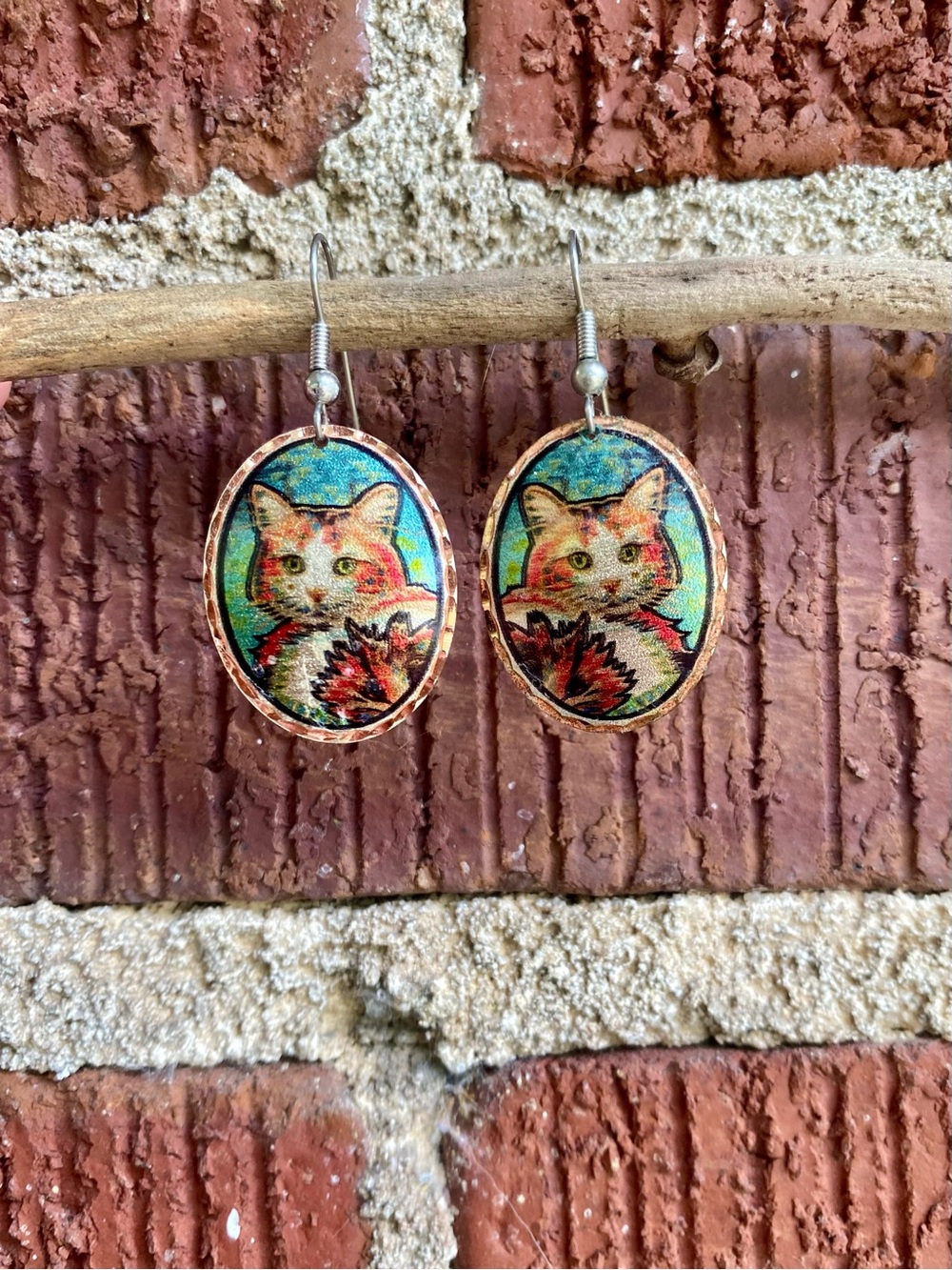 Cat Portrait Dangle Earrings